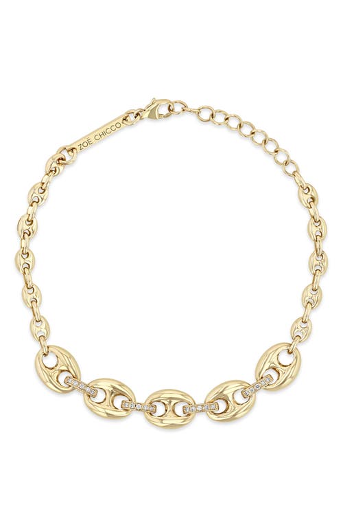 Shop Zoë Chicco Mixed Mariner Chain Bracelet In 14k Yellow Gold