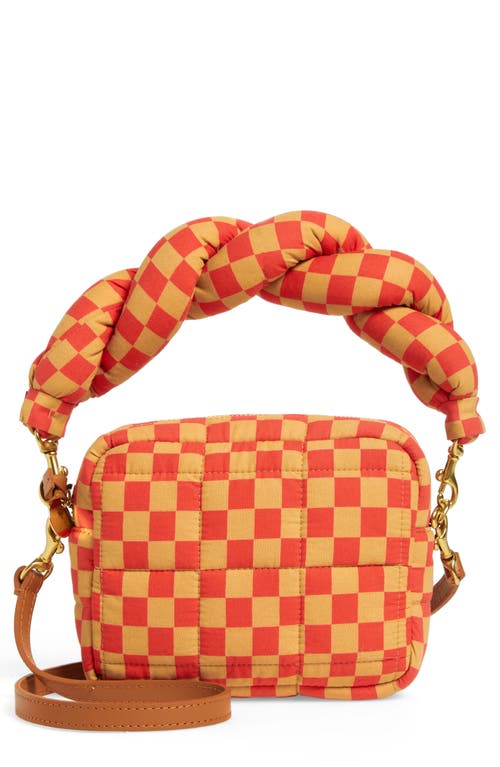 Clare V. Lucie Quilted Checker Crossbody Bag in Poppy/khaki Quilted Checker