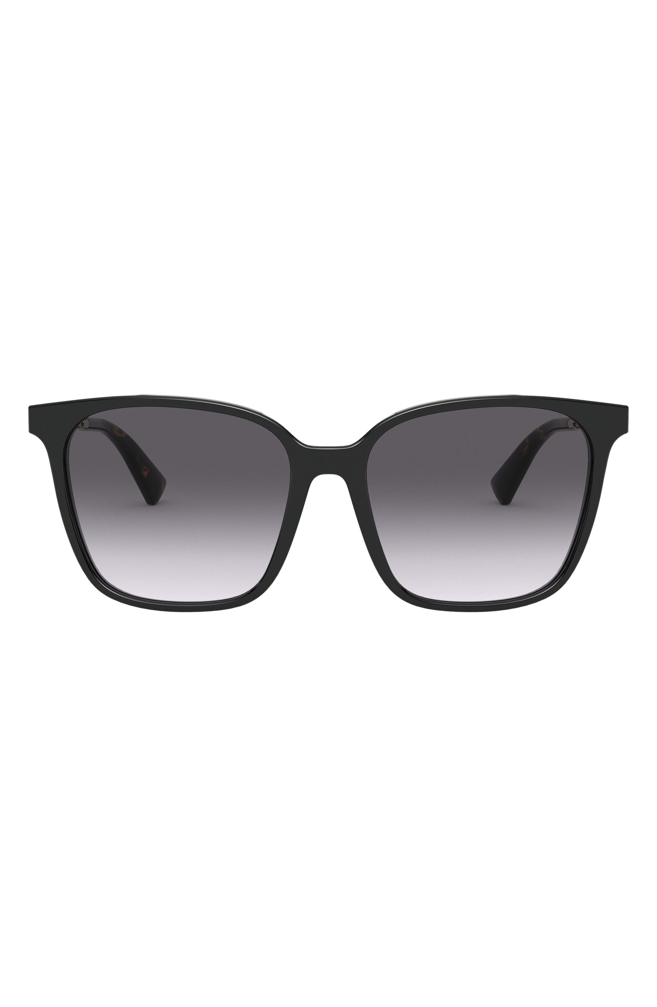 Valentino 57mm Gradient Square Sunglasses in Black/Black Gradient at Nordstrom