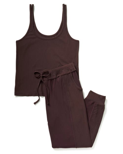 Shop Adore Me Leelee Pajama Tank & Jogger Set In Dark Brown