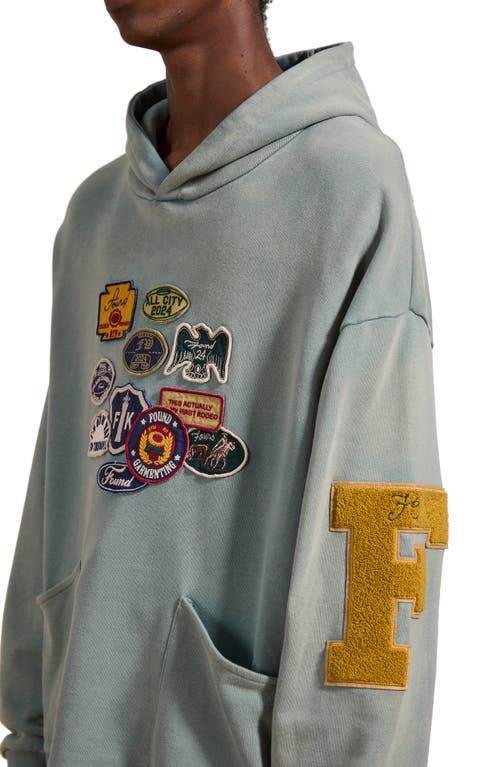 Shop Found Sage Patch Pullover Hoodie In Faded Mint