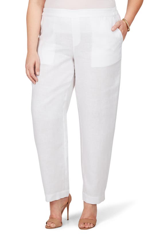 Foxcroft Livingston Easy Care Linen Pants In White