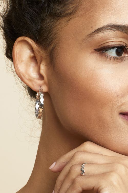 Oradina 10k Gold In Vogue Bold Hoops Earrings In White Gold