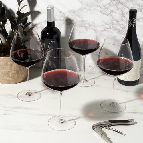 Viski Reserve European Crystal Burgundy Glasses Set Of 4 In Clear