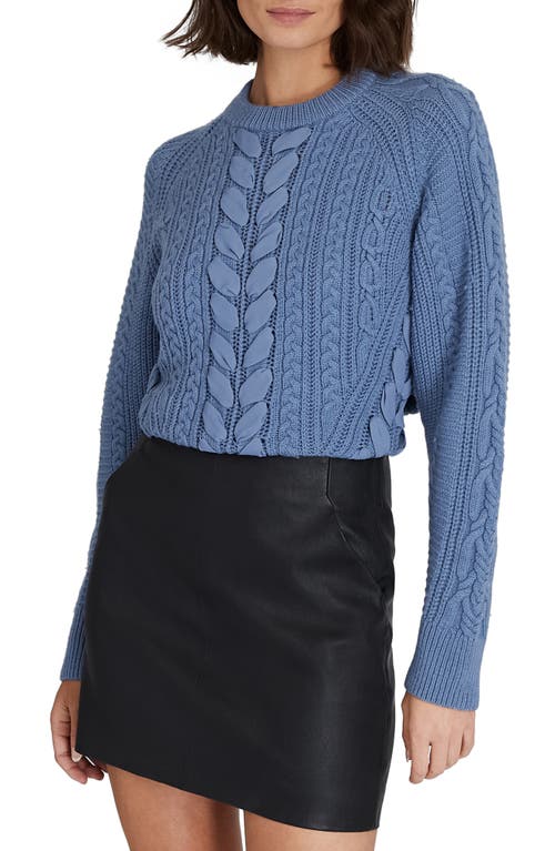 Mixed Media Wool Sweater in Coastal Blue/Bleu