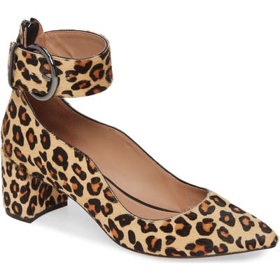 Linea Paolo Corwyn Ankle Strap Genuine Calf Hair Pump, Brown