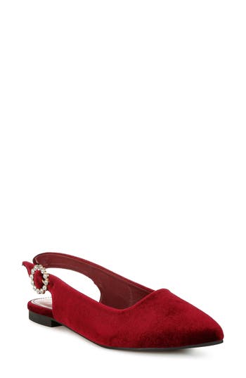 London Rag Dolan Slingback Flat In Dark Red