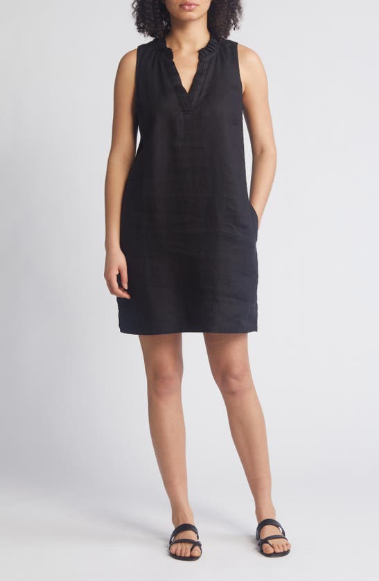 Shop Tommy Bahama Two Palms Double Ruffle Linen Dress In Black