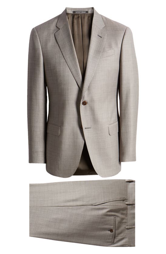 Shop Emporio Armani G Line Brown Mélange Wool Suit In Light Brown