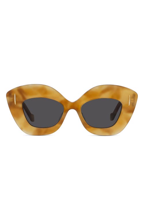 Loewe Anagram 48mm Small Cat Eye Sunglasses in Blonde Havana /Smoke at Nordstrom