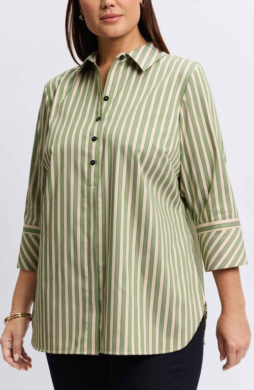 Shop Foxcroft Madison Neutral Stretch Shirt In Green