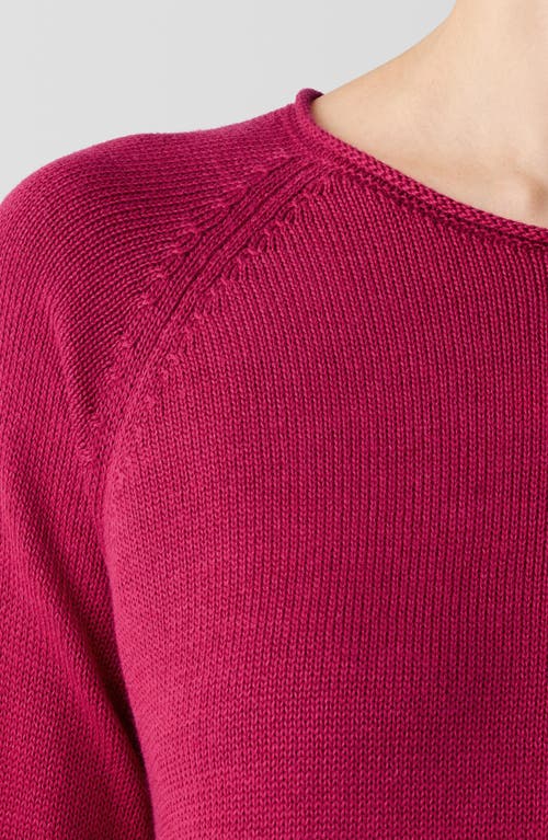 Shop Eileen Fisher Raglan Sleeve Organic Cotton Blend Sweater In Azalea