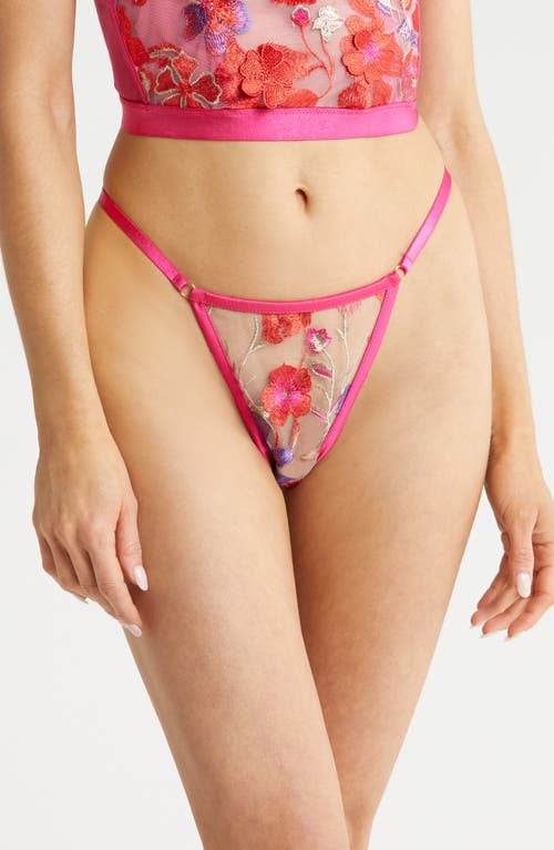 Embroidered Mesh G-String in Mixed Berry