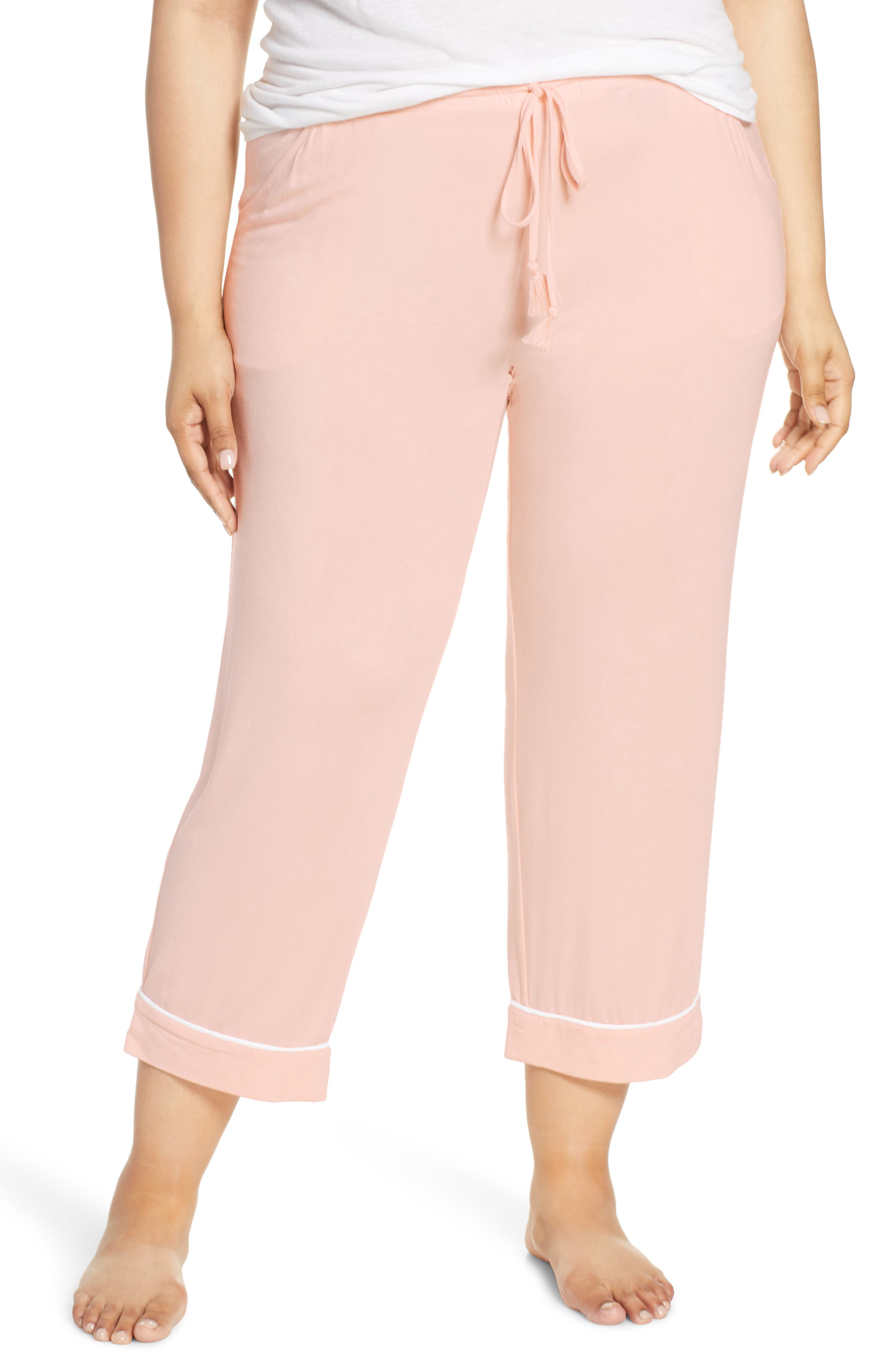Plus Size Nordstrom Lingerie Moonlight Crop Pajama Pants, Pink