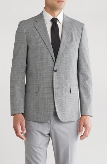 Vince Camuto Crosshatch Check Notch Lapel Sport Coat In Gray