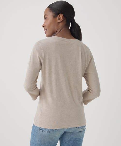 Shop Pact Organic Cotton Softspun Scoop Neck 3/4 Sleeve Tee In Wheat Heather