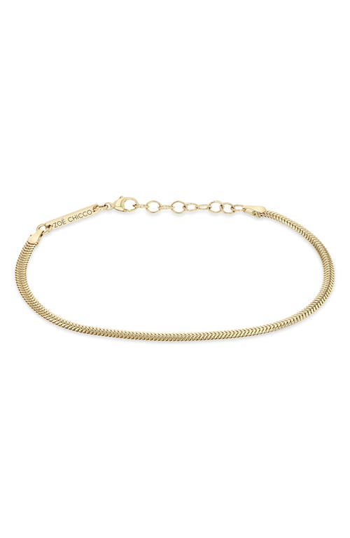 Zoë Chicco 14K Gold Flat Snake Chain Bracelet in 14K Yellow Gold at Nordstrom, Size 7