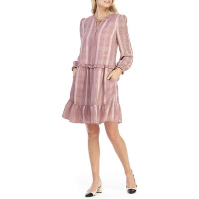 Gal Meets Glam Collection Ruffle Long Sleeve Shift Dress, Purple