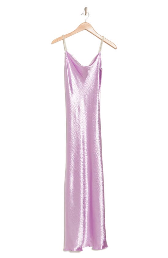 Bebe Imitation Pearl Strap Slipdress In Lilac