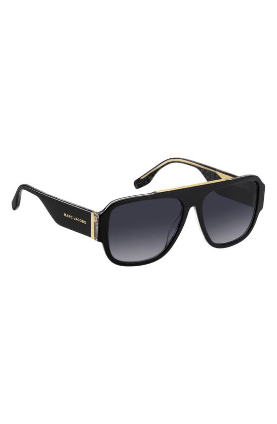 Shop Marc Jacobs 58mm Flat Top Sunglasses In Black Pattern / Grey Shaded
