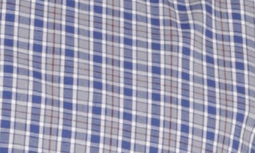 Shop Tailorbyrd Grey Check Long Sleeve Cotton Stretch Button Down Shirt In Blue/grey