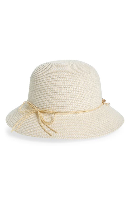 Shop Nine West Seashell Chain Cloche Hat In Ivory Combo