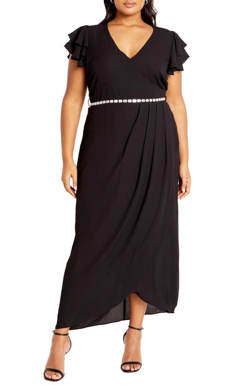 City Chic Enya Faux Wrap Dress In Black