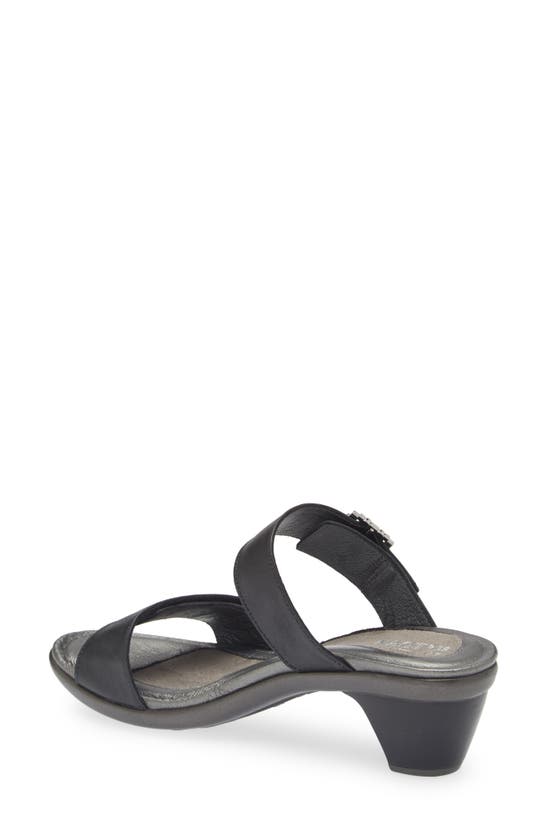 Naot Recent Slide Sandal In Shiny Black Leather