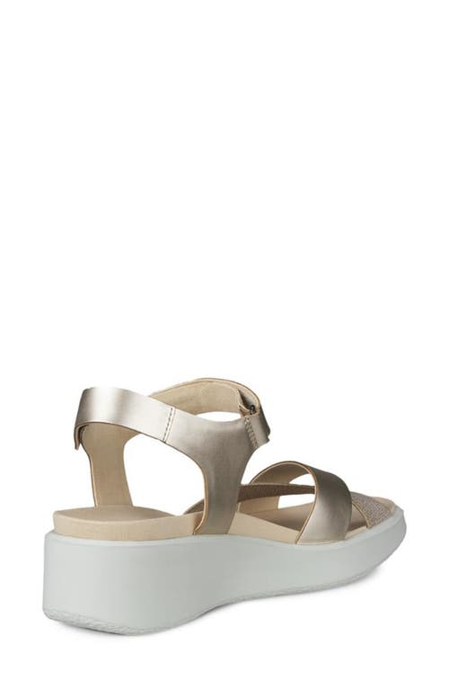 Shop Ecco Flowt Water Resistant Wedge Sandal In Pure White Gold