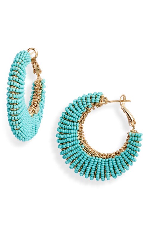 Gas Bijoux Izzia Large Beaded Hoop Earrings in Turquoise