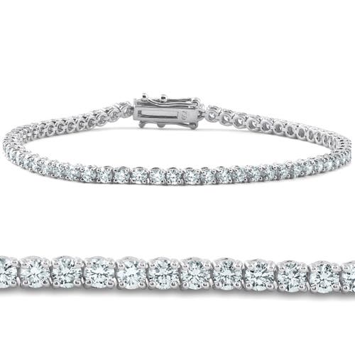 Bliss Diamond 4 Carat Tw Round Cut Diamond Tennis Bracelet 14k White Gold Lab Grown In 14k White Gold