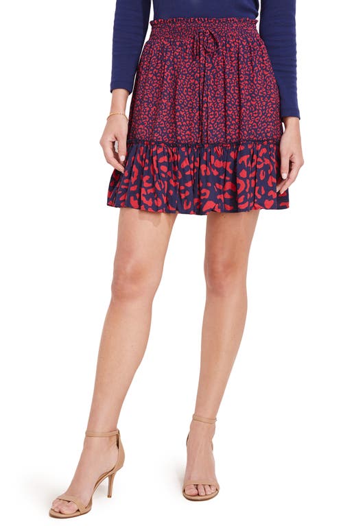 Mixed Animal Print Skirt in Leopard-Deep Bay/Red