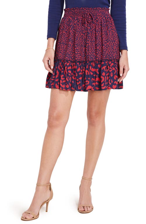 Vineyard Vines Mixed Animal Print Skirt In Leopard-deep Bay/red