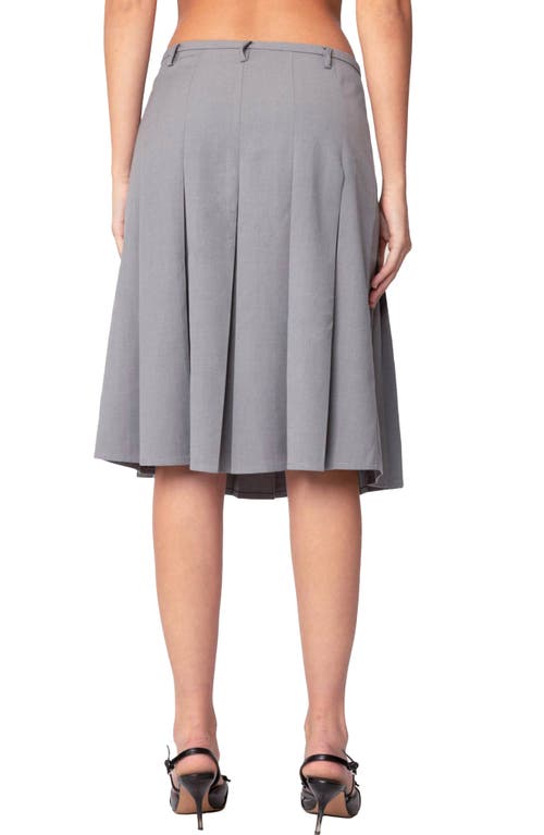 Shop Edikted Ethel Low Rise Pleated A-line Skirt In Gray