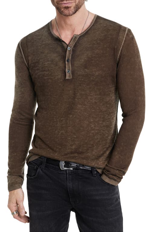 Shop John Varvatos Christie Silk & Cashmere Henley Sweater In Chestnut