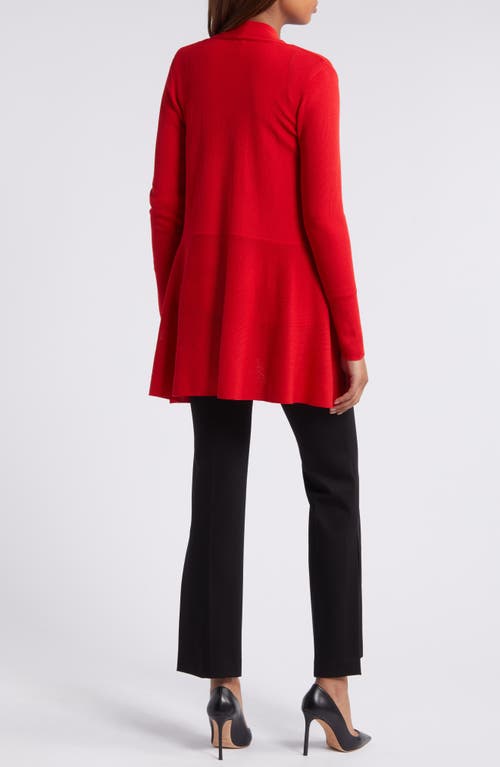 Shop Anne Klein Monterey Peplum Cardigan In Bright Crimson