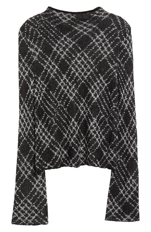 Shop Eenk Mock Neck Check Sweater In Black Multi