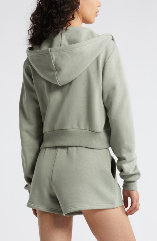 Shop Bp. Crop Zip Fleece Hoodie In Green Halo