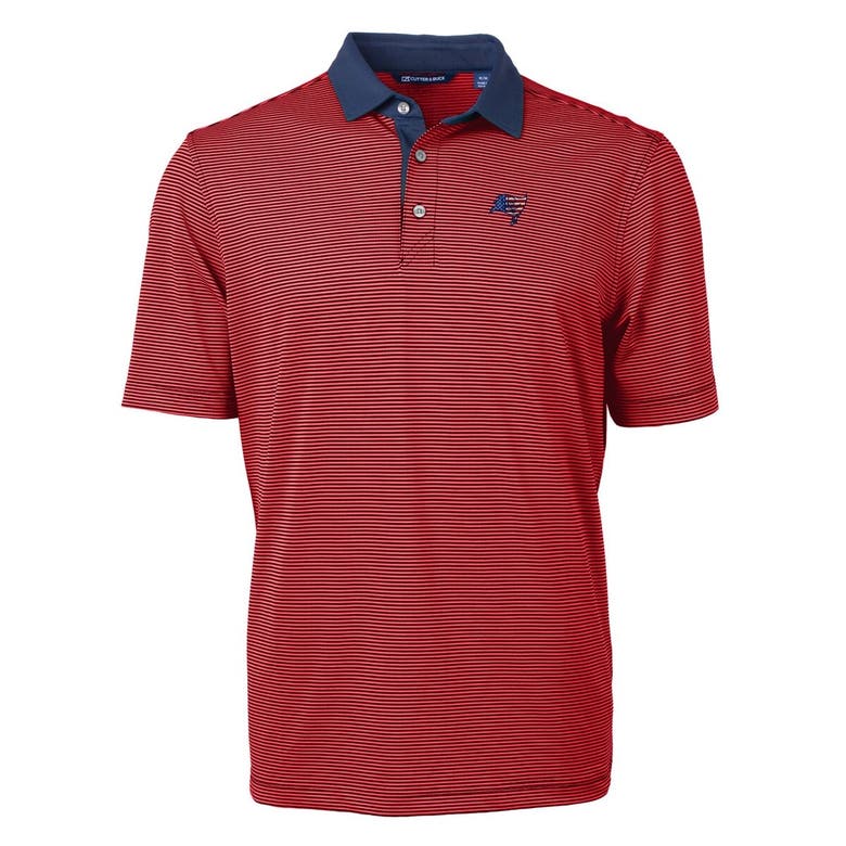 Shop Cutter & Buck Red/navy Tampa Bay Buccaneers Virtue Eco Pique Micro Stripe Recycled Polo