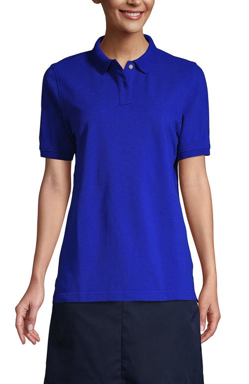 Shop Lands' End School Uniform Young  Short Sleeve Mesh Polo Shirt In Cobalt