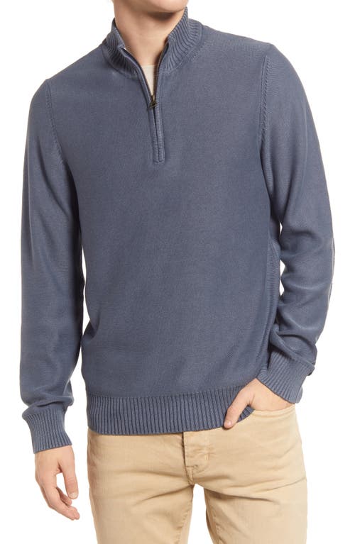 Billy Reid Garment Dye Half Zip Sweater in Dark Navy