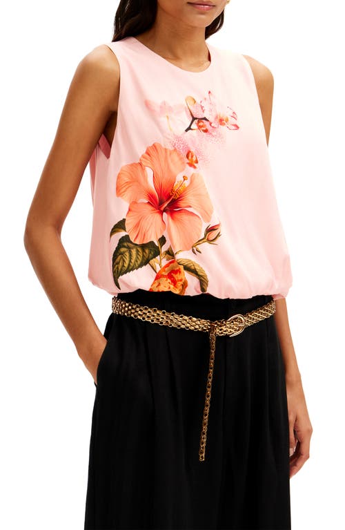 Floral Print Sleeveless Top in Pink/red
