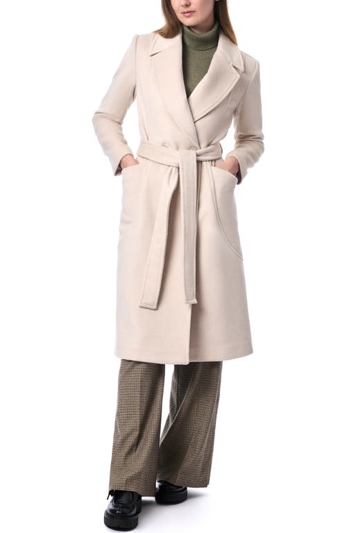 Shop Bernardo Belted Wool Blend Longline Coat In Putty