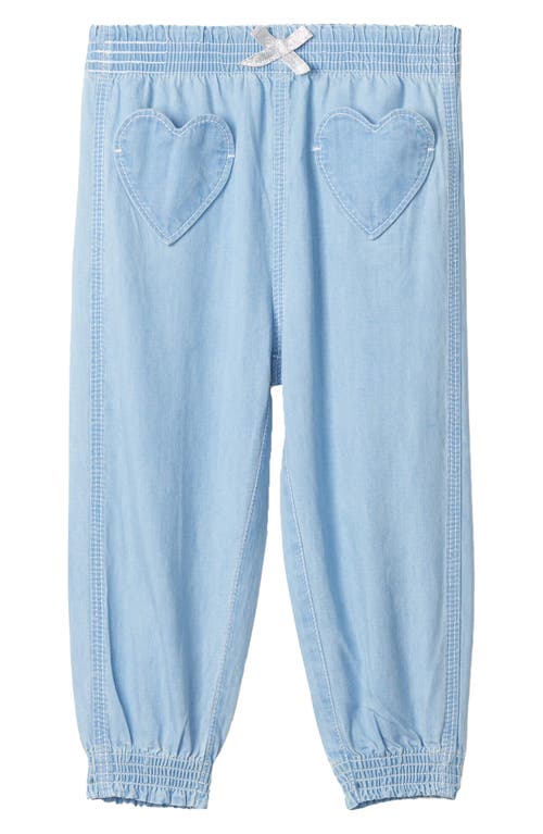 Hatley Heart Patch Pocket Cotton Chambray Joggers Blue at Nordstrom,