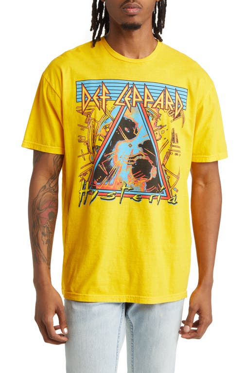 Philcos Def Leppard Tour Graphic T-Shirt in Gold Pigment