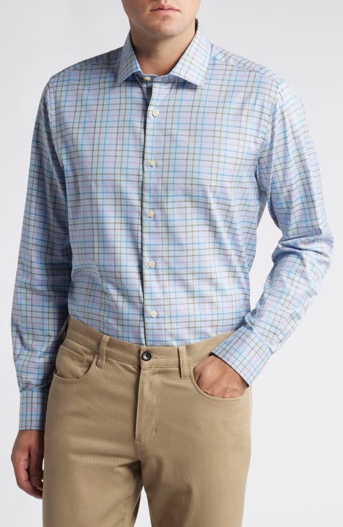 Scott Barber Plaid Cotton Button-Up Shirt in Sky 