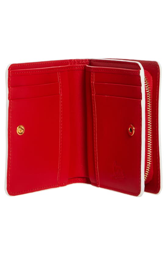 Shop Christian Louboutin X Shun Sudo By My Side Button Flower Leather Bifold Wallet In Red/white