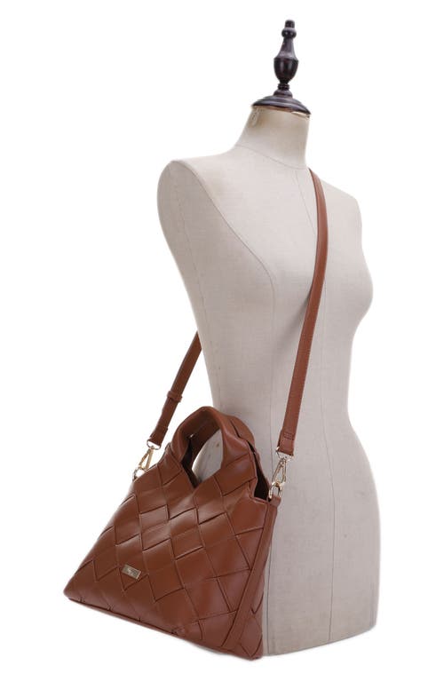 Shop Mali + Lili Lucy Woven Vegan Leather Tote In Cognac