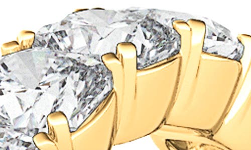 Hautecarat Cushion Cut Lab Created Diamond Eternity Ring In Yellow Gold
