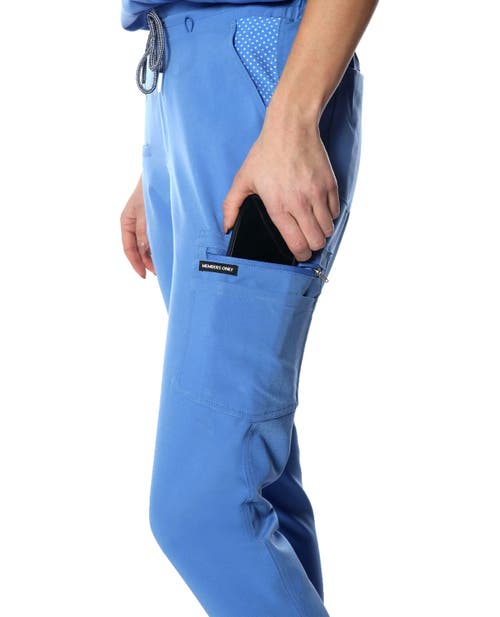 Members Only Reus Open Bottom Scrub Pants In Ceil Blue